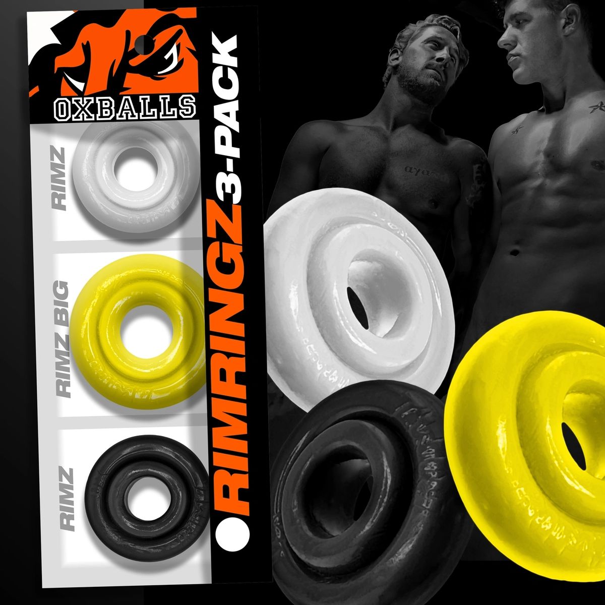 RIMRINGZ multi size 3-pack squishy-stretchy comfort-lip cockrings OXBALLS
